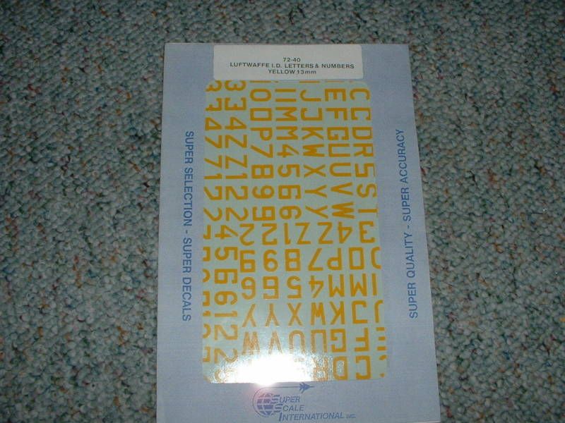 SuperScale Decals 1/72 Luftwaffe Yellow letters num BB  