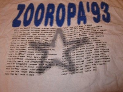 Vtg Hanes Mens U2 European Zooropa 1993 Tour Concert Hippie Mod T 