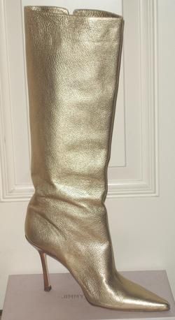 NIB JIMMY CHOO GOLD PORTER BOOTS PULL ONS sz 40  