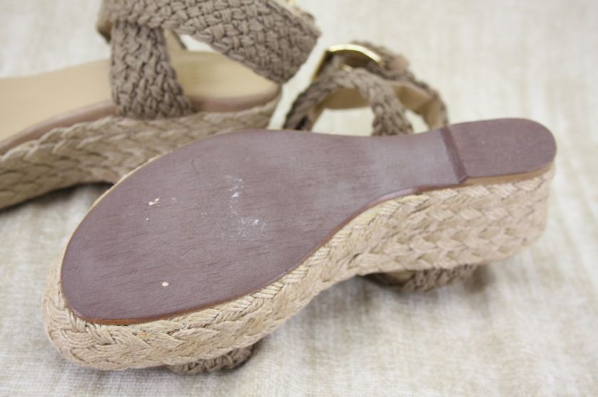 Stuart Weitzman Alexo Espadrille Sandal wedge heels 6 $365 Khaki 