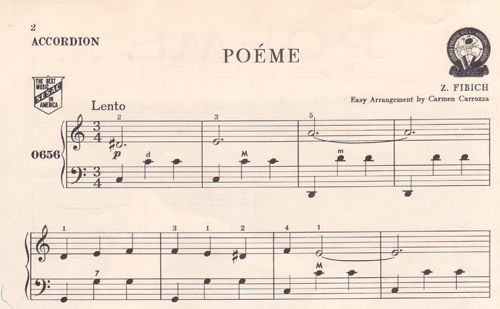 Poeme Easy Arrangement Accordion Sheet Music  