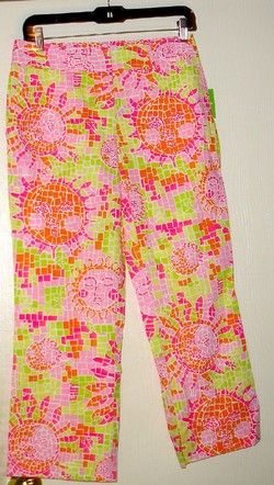 NWT LILLY PULITZER LILLY CAPRI PANTS SUN SALUTE 0P  