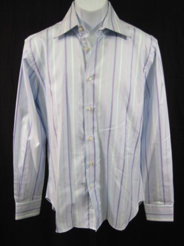 NWT ZARA Blue Purple Pink Longsleeve Shirt $55 Sz 15  