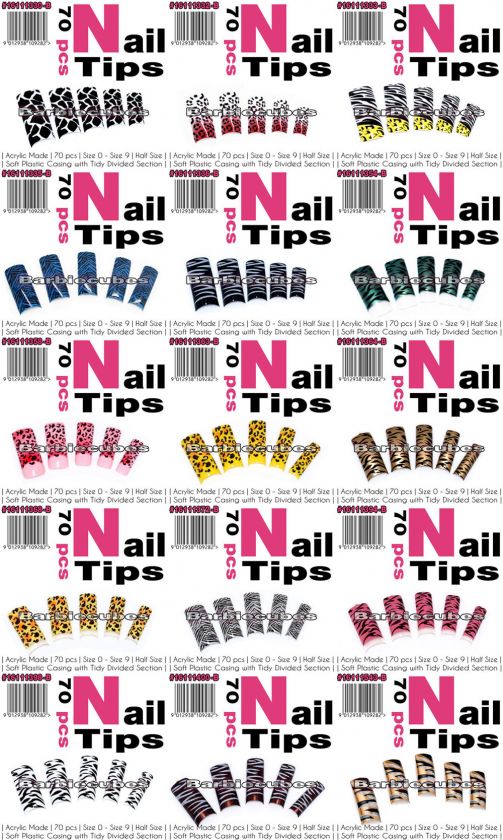 70 Zebra Acrylic False Animal Strap French Nail Tips   30 Design #V 16 