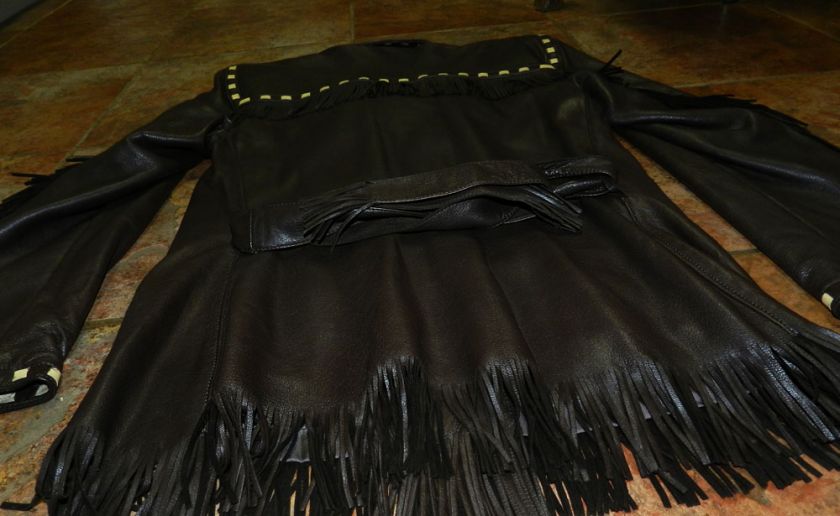 Vtg deerskin fringe leather jacket Made in USA womens size S  