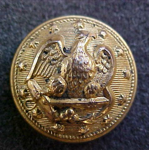 OLD US NAVY 11/16 BRASS BUTTON BACKMARK N S MEYER NEW YORK  