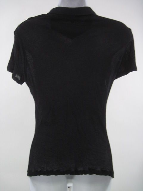 ZAC POSEN Black Short Sleeve Button Front Shirt Sz L  