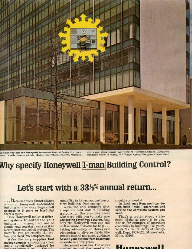 HOFFMAN LaROCHE RESEARCH TOWER NUTLEY NJ HONEYWELL AD  