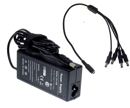 Port 12V DC+Pigtail Power Supply for 4CH CCTV Camera  