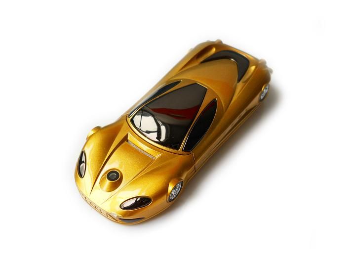 Unlocked THREE SIM Bluetooth Super Sports car mobile phone X19 Gold