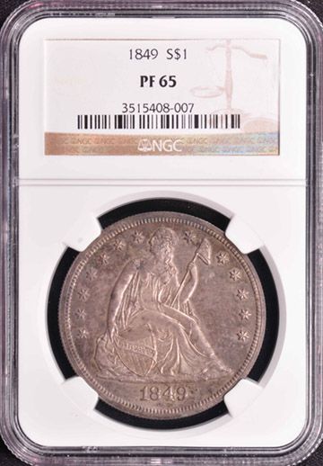 1849 LIBERTY SEATED S$1 NGC PR 65  