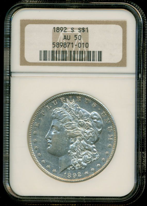 1892 S MORGAN SILVER DOLLAR NGC AU50   NICE EXAMPLE  