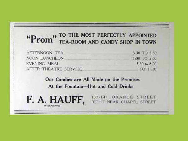 1920 F. A. HAUFF TEA ROOM AND CANDY SHOP 137 41 ORANGE STREET NEW 