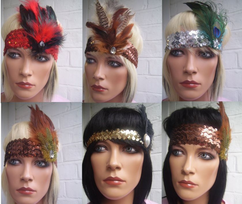 POIROT   1920s Charleston Flapper sequin headband  