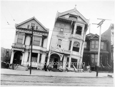 Photo 1906 San Fran Calif Earthquake Tilted Houses  