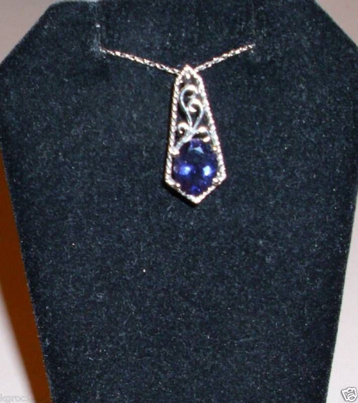 10KT 1.30 CTW TANZANIAN IOLITE DESIGNER PENDANT CHAIN  