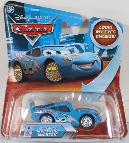   Cars #8 bling Lightning McQueen Diecast Lenticular Eyes 155 Scale