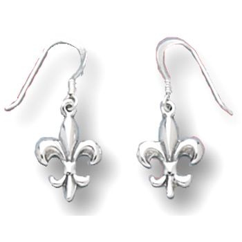 925 Sterling Silver Fleur de lis earrings on French Wir  