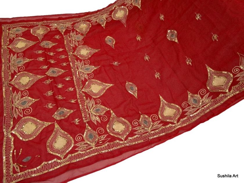   Sequin Embroidered very Unique Indian Vintage Saree fabri 2154  