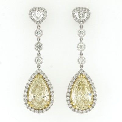 23.49ct Fancy Yellow Pear Diamond Earrings & Pendant Set  