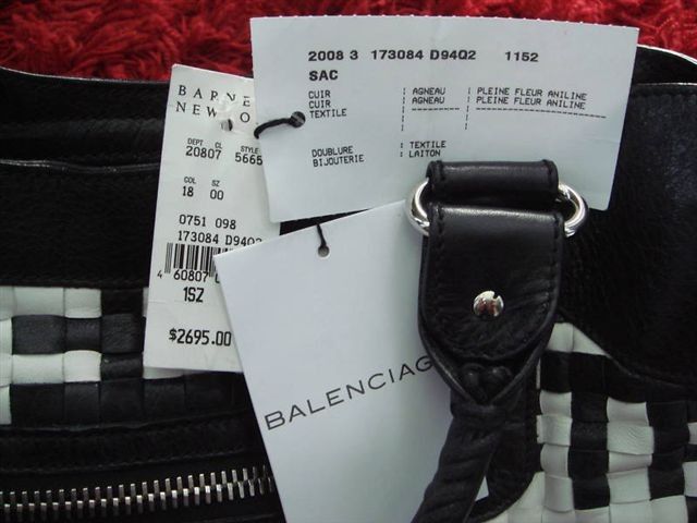 auth BALENCIAGA City Woven Lattice Blk/White SGH $2695  