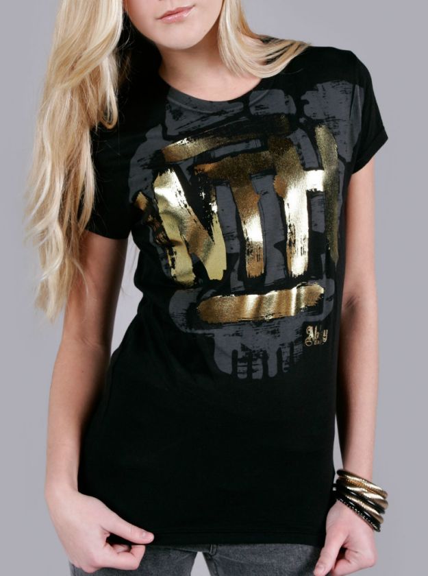 abbey dawn gold WTH black round neck Tee S/M/L/XL  