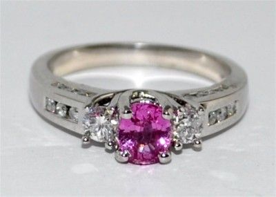 Diamond & Pink Sapphire Engagement Wedding Ring 1.2ct  