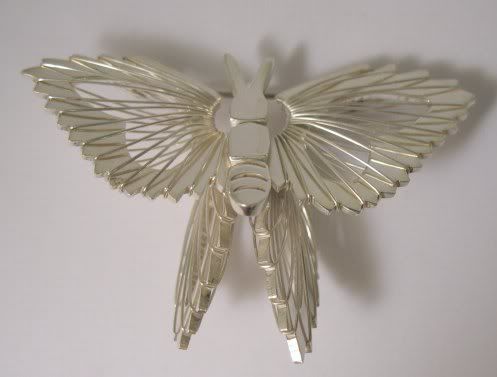 Sterling 925 3D Butterfly Wire Wrapped Wings PIN  