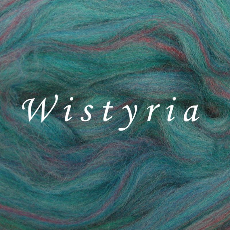 100% WOOL ROVING   WISTYRIA  TEAL MULTI 1 OZ   FELTING  