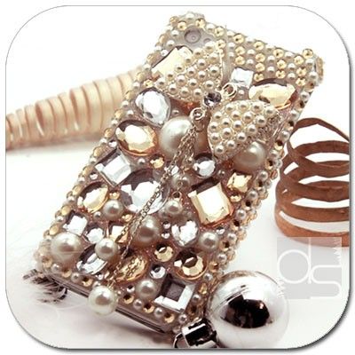 3D Bling Gold Crystal Gem Hard Skin Case Cover For LG Optimus S / U 