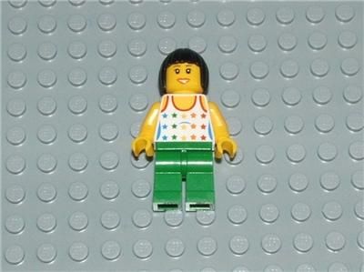 LEGO GIRL Woman Minifigure w/ Black Hair Lipstick 8403  