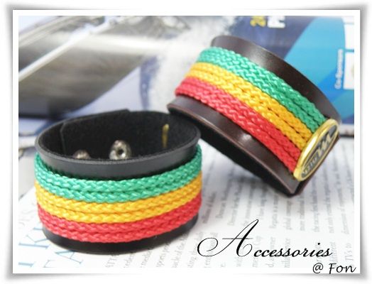 Rasta Bracelet Wristband Cuff Leatherette 3.3x20.8cm  