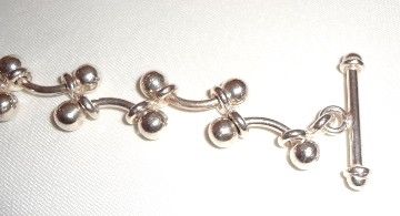   Sterling Silver Interlocking Bar Bead Link Bracelet B0746 Box Rare