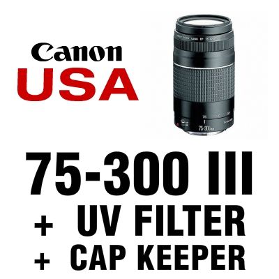 USA WARRANTY Canon EF 75 300 f/4 5.6 III Telephoto Lens +UV+ Keeper 