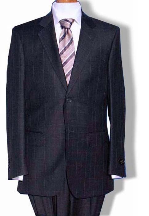   DANIELE MENS $1295 DRESS SUIT GRAY WINDOWPANE LIGHT FLANNEL HIGH SHEEN