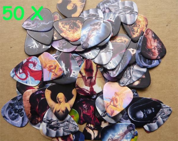 Lots of 50 Pcs Guitar Picks Sexy Lady skull Printing  