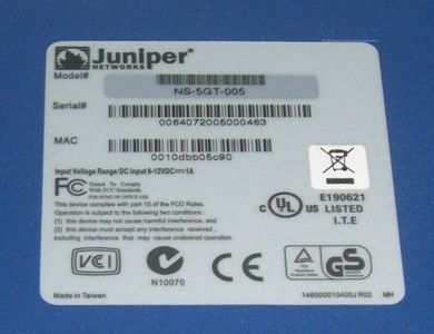 NEW Juniper NS 5GT 005 Firewall  