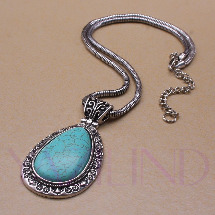 women fashion tibet silver carve blue tear turquoise twisted ring 