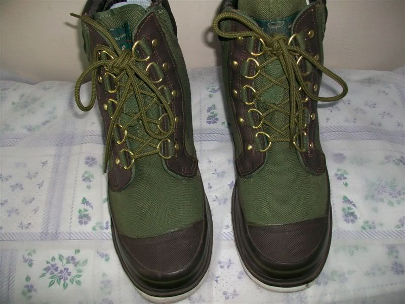 ORVIS GREEN BATTENKILL & RUBBER LACE UP MEN FISHING/PIER BOOTS SIZE 10 