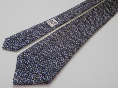 HERMES TIE NECKTIE PETALS MOTIF ON BLUE 7078 OA  