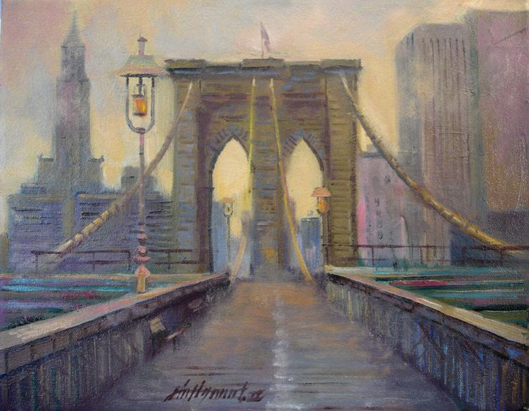 Brooklyn Bridge, New York 11x14 Oil HALL GROAT II  