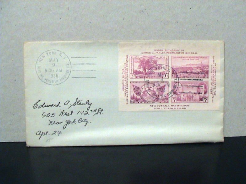 1936 NY THIRD PHILATELIC EXHIBITION FDC SCOTT #778  