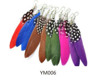 Free wholesale lot 12pair mixed color feather dangle ethnic womens 