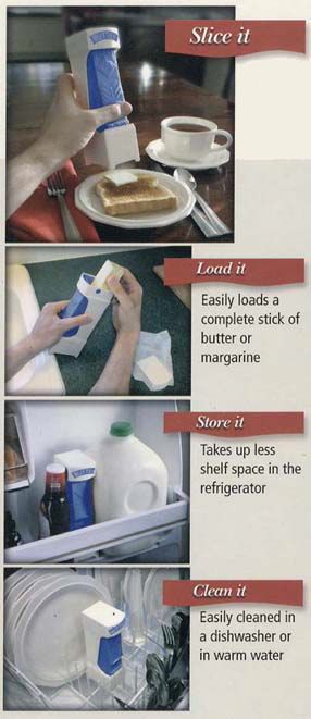 Butter Cutter easily stores and slices butter.