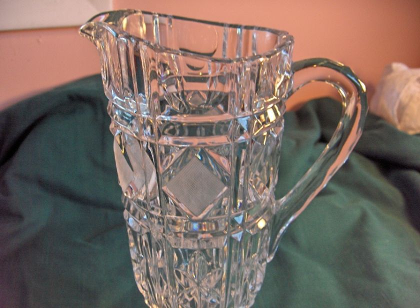 Vintage American Brilliant Lead Crystal Glass Pedestal Pitcher 