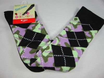   BLACK PURPLE LIME OLIVE GREEN KNEE HIGH WOMENS SOCKS SZ 9 11  