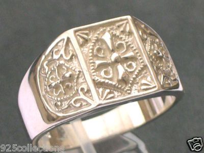 KNIGHTS TEMPLAR CREST MASONIC 925 SILVER MEN RING SZ 13  