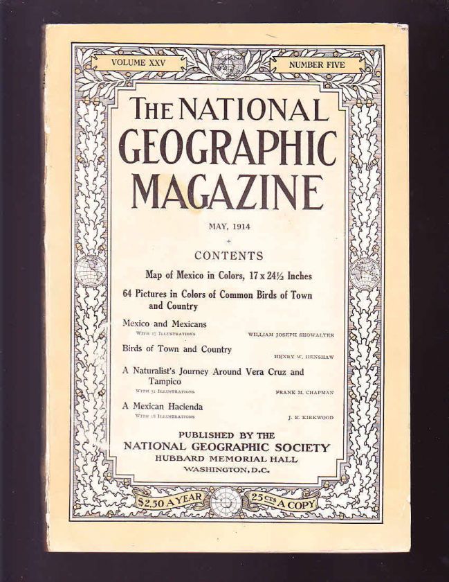   Geographic May 1914 good no supplement Mexico Birds more Mexico  