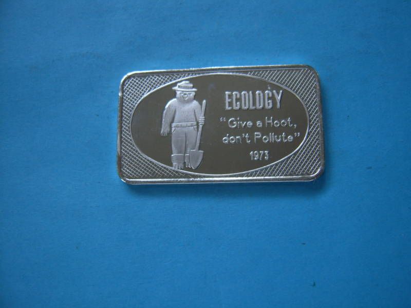 SMOKEY BEAR ECOLOGY SWISS MINT 999 SILVER BAR RARE  