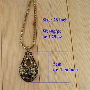 Antique Design Brown Crystal Drop Bead Pendant Costume Cocktail 